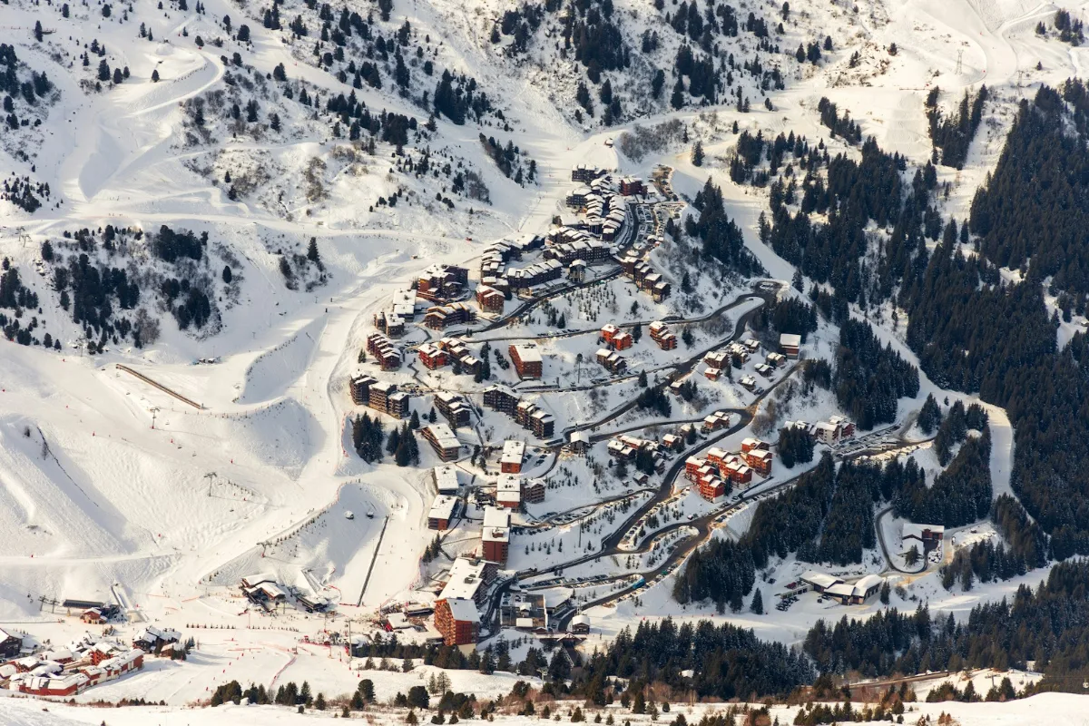 Vue aérienne de Val Thorens en hiver