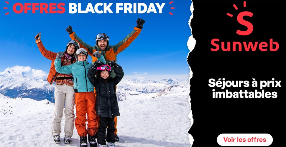photo Black Friday : des prix imbattables sur une sélection de séjours au ski + 100€ de réduction/réservation avec Sunweb Ski